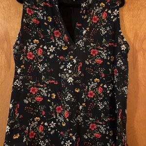 Papermoon Navy Floral V-Neck Sleeveless Top with colorful floral pattern 1X